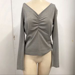 Silver Shimmer Long Sleeve Top